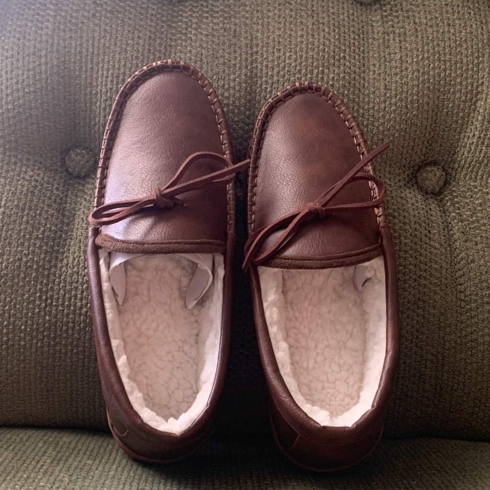 Men's Brown Leather Loafers with Cozy Lining L (9/10)